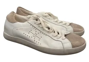Sam Edelman Aubrie Sneakers Low Top Leather Suede‎ Cap Toe White Tan Size 7 thumbnail 1