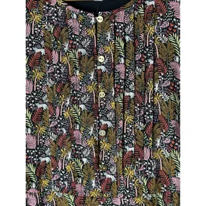 Loft Paradise Pintucked Side Tie Dress Women Medium Green Pink NWT Tropical Boho thumbnail 8