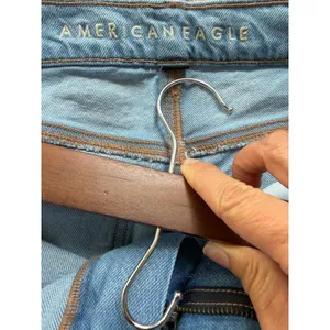 American Eagle Split Hem‎ Straight Leg Jeans Light Wash Distressed Denim 28 thumbnail 9