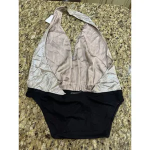 Allsaints Dora champagne bodysuit One Piece Size 10 MSRP‎ $169 Metallic Halter thumbnail 7
