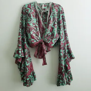Anthropologie Valdior Boho Bohemian Belle Sleeve Paisley Top Set thumbnail 2