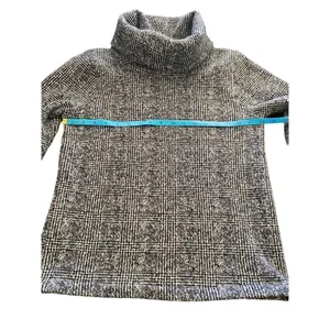 J crew navy and white plaid turtleneck size medium thumbnail 5