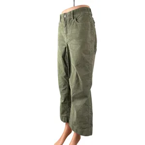 Upwest Women's Green Corduroy High Rise Wide Leg Baggy Trousers Pants Size S thumbnail 2