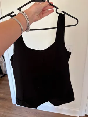 Black button tank top thumbnail 2