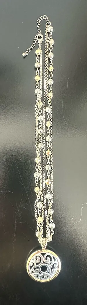 Silver & Gold Tone Multi Strand Pendant Necklace thumbnail 1