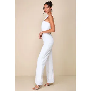 NWT Lulus Devoted to Fun Ivory One-Shoulder Sleeveless Jumpsuit Classy Chic XL thumbnail 7