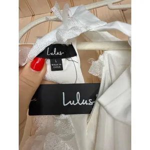 NWT Lulus Dearly Adored White Applique Halter Sleeveless Mini Dress Cocktail L thumbnail 7