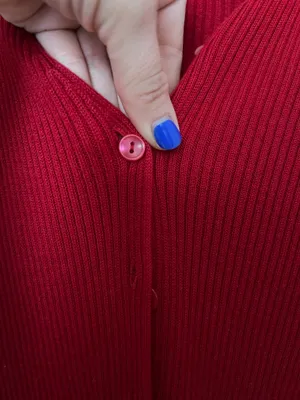 Sag Harbor Red Ribbed Cardigan thumbnail 3