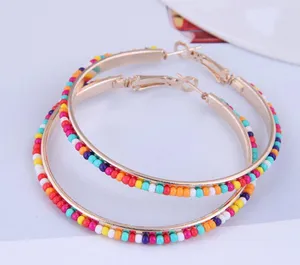 Multicolor Beaded Hoop Earrings Multiple thumbnail 1