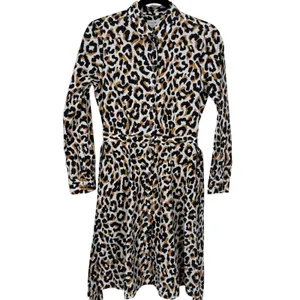 NWT J.Crew Womens Leopard Print Tie Waist‎ Cotton Shirt Dress Long Sleeve Size 0 thumbnail 5