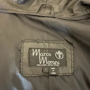 Vintage 90's Marco Morani Black Leather Long Trench Coat Women’s L Suede Trim thumbnail 9
