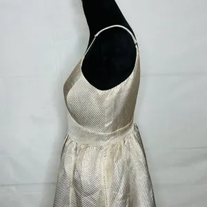 Lulu’s Star of the Evening Gold Metallic Skater Mini Dress Size M Adjustable thumbnail 6