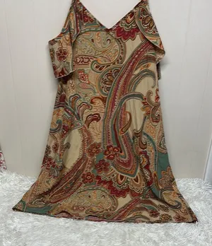 Red and Orange Ruffled Tiered Sundress with Cold Shoulder thumbnail 4