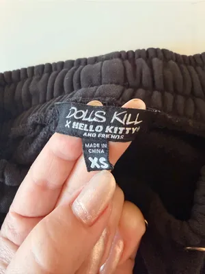 Dolls Kill x Hello Kitty and friends goth sweatpants, black, highwaisted, sz XS thumbnail 2