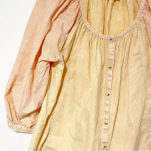 Free People Size Small Striped Button Front Oxford Swing‎ Tunic in Golden Combo thumbnail 3