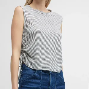 NWT Frame striped black white muscle tank‎ tie cinches large relaxed fit basic thumbnail 6