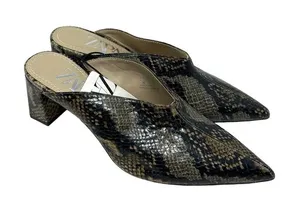 Zara Snakeskin Animal Print‎ High Heeled Mules Size 36 / US 5.5 thumbnail 1