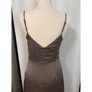 Birdy Grey women’s bridesmaid Catherine Dress Matte Satin brown champagne medium thumbnail 11