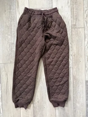 NWT Rae Mode Espresso Quilted Joggers size small Brown thumbnail 4
