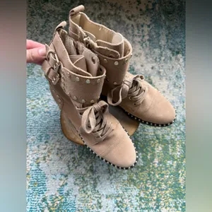 NWOT Sam Edelman Jennifer suede stud moto booties, size 6M thumbnail 2