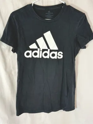 adidas Black Tee with White Trefoil-Style Logo thumbnail 1