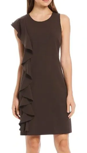 NEW Julie Brown Reina‎ Ruffle Scoop Neck Sheath Dress 12 thumbnail 1