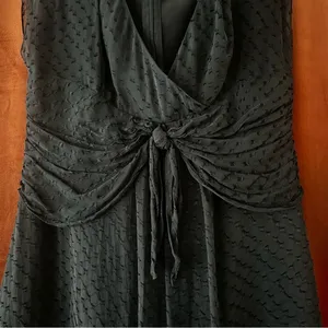 Adrianna Papell Black Silk Textured Fit & Flare Tie Front Dress Size 6 thumbnail 2