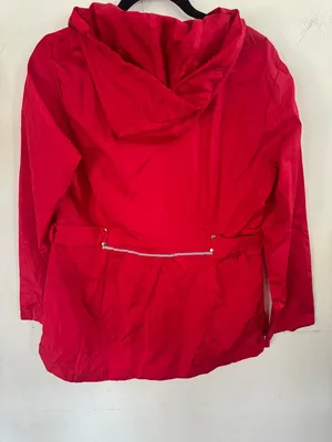 Jones New York Red Hooded Zip-Front Utility Jacket thumbnail 5