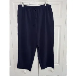 Analogy Textured‎ Crinkle Crop Pants Womens Size XL Navy Blue Lagenlook Clean thumbnail 2