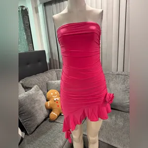 🍒BUNDLE 2 ITEMS FOR $8✨ 🌸AMTIOUS wrap chest bodycon dress ✨ Pink Size M thumbnail 6