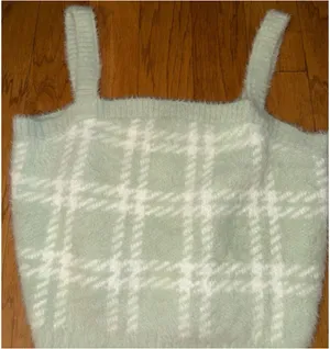 New PacSun Kendall & Kylie Light Mint Green + White Plaid Soft Cropped Top L thumbnail 7