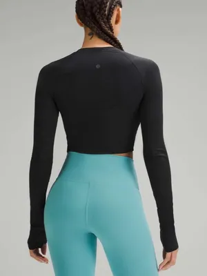 Lululemon Swiftly Tech Cropped Long-Sleeve Shirt 2.0 Size 4 in Black / Black thumbnail 2