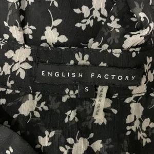 English Factory Blouse Small Black Gray Sheer Boho Long Sleeve Vintage thumbnail 7