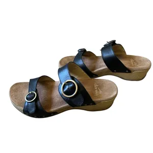 Dansko Slide Sandals Womens 39 Black Leather Buckle Wedge Clog Ergonomic‎ Boho thumbnail 5