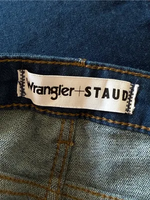 STAUD x WRANGLER The Bikini High Rise Flare Leg Jean Dark Rinse Size 32 NEW thumbnail 7