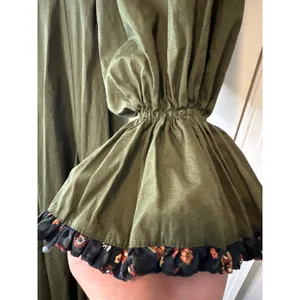 Lug‎ Von Siga Army Green Serena Ruffle Cotton Poplin Midi Dress Size 6 thumbnail 9