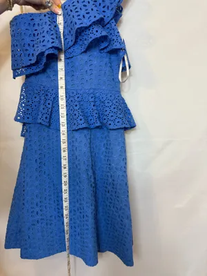 Lilly Pulitzer Dress Josey Eyelet White Cotton Ruffle One-Shoulder thumbnail 9