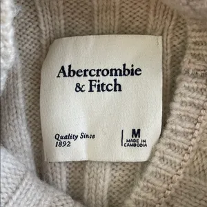 Abercrombie & Fitch Cream Ribbed Turtleneck Sweater thumbnail 6