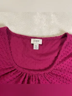 J. Crew Raspberry Bubble Textured 3/4 Sleeve Blouse size XL thumbnail 2
