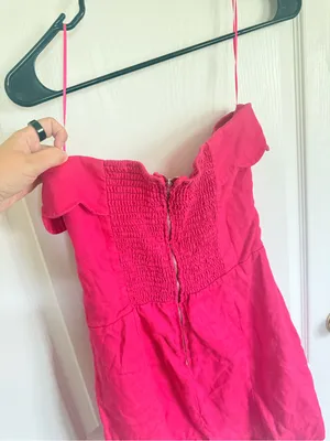 Reformation Isles Linen Mini Dress in Pink thumbnail 6