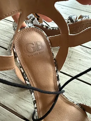 Gianni Bini snakeskin sandals featuring a block heel and ankle strap thumbnail 8