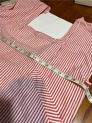 VTG country cottage-core Full apron Bib Seersucker Handmade Red White Stripe Tie thumbnail 7