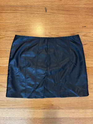 Free People Layla Faux Leather Mini Skirt in Black thumbnail 3