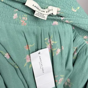 NWT American Eagle Floral High Waisted Soft Everyday Shorts Green Size Large thumbnail 9