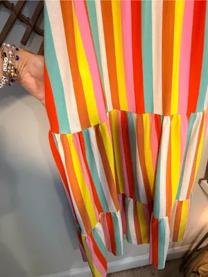J. Crew Rainbow Striped Tiered Maxi Dress Colorful Summer Beach Sundress Vacay thumbnail 8