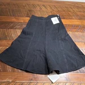BLANK Black Denim Flared Knee Length Skirt Seamed Zip Solid XS Regular thumbnail 2