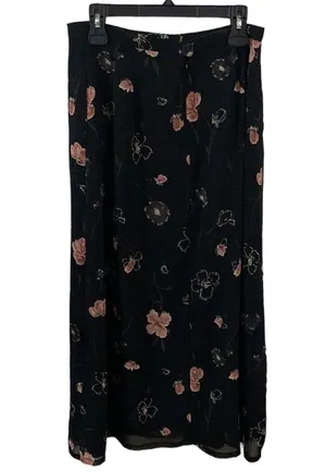 Pendleton crepe georgette floral print midi skirt vintage in black size 12 thumbnail 2