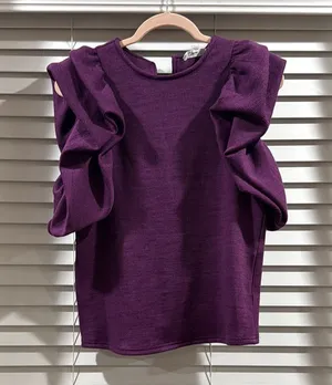 THML Purple Ruffle Sleeve Top thumbnail 1