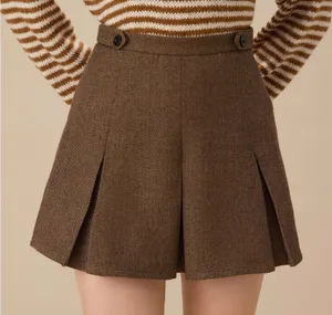 RIHOAS Brown Striped Pleated Mini Skirt Size M thumbnail 1