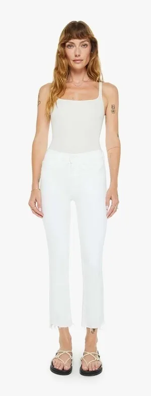 Mother Denim The Insider Crop Step Fray Jeans Fairest of Them All White Size 29 thumbnail 1